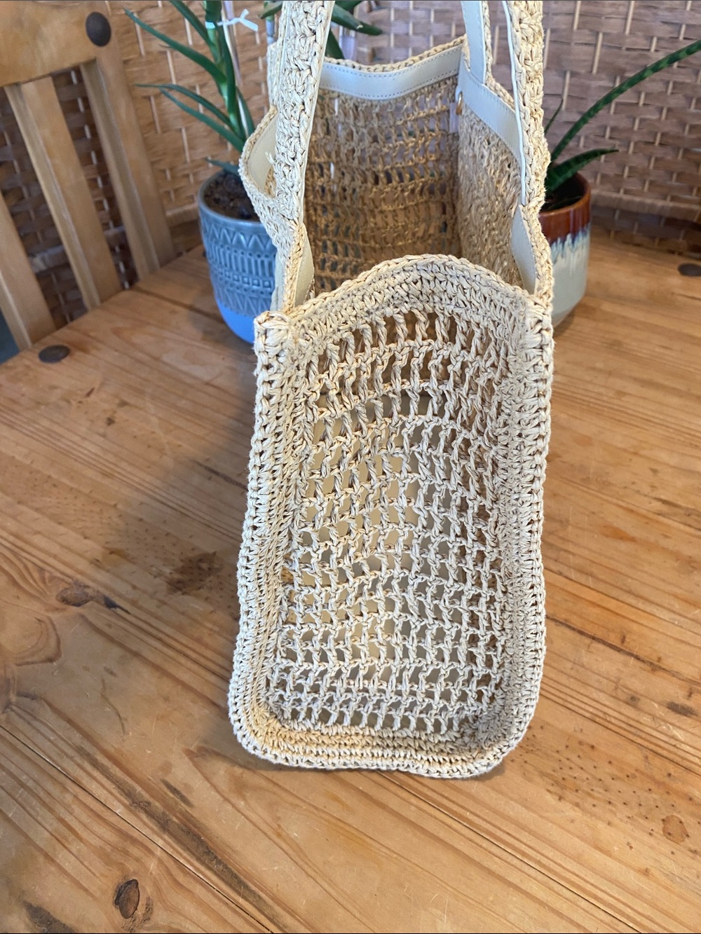 Tory Burch Cream Raffia Open-Weave Tote - Picture 7 of 17
